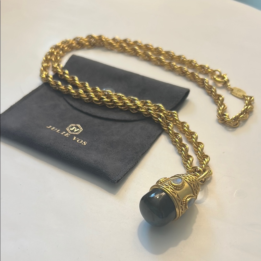 Julie Vos Gold Chain Necklace with Black Pendant